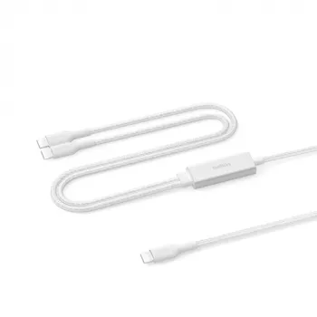 USB 2.0 -kaapeli Belkin CAC004hq1.5MWH — 1,5 m, USB-C – 2× USB-C, valkoinen