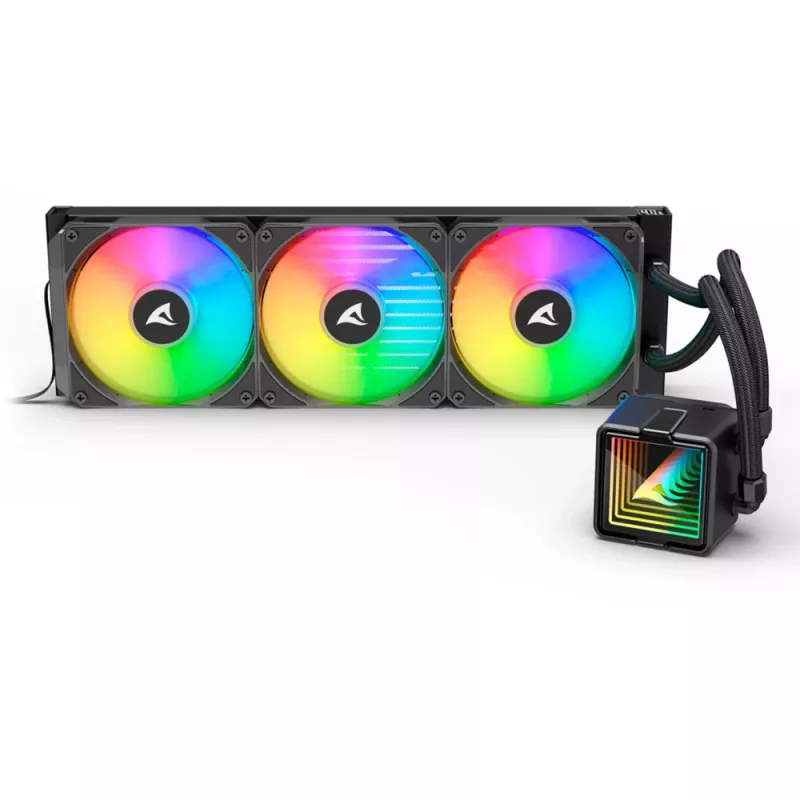 All-in-One-nestejäähdytin CPU:lle Sharkoon S100 ARGB – 360 mm jäähdytin, musta