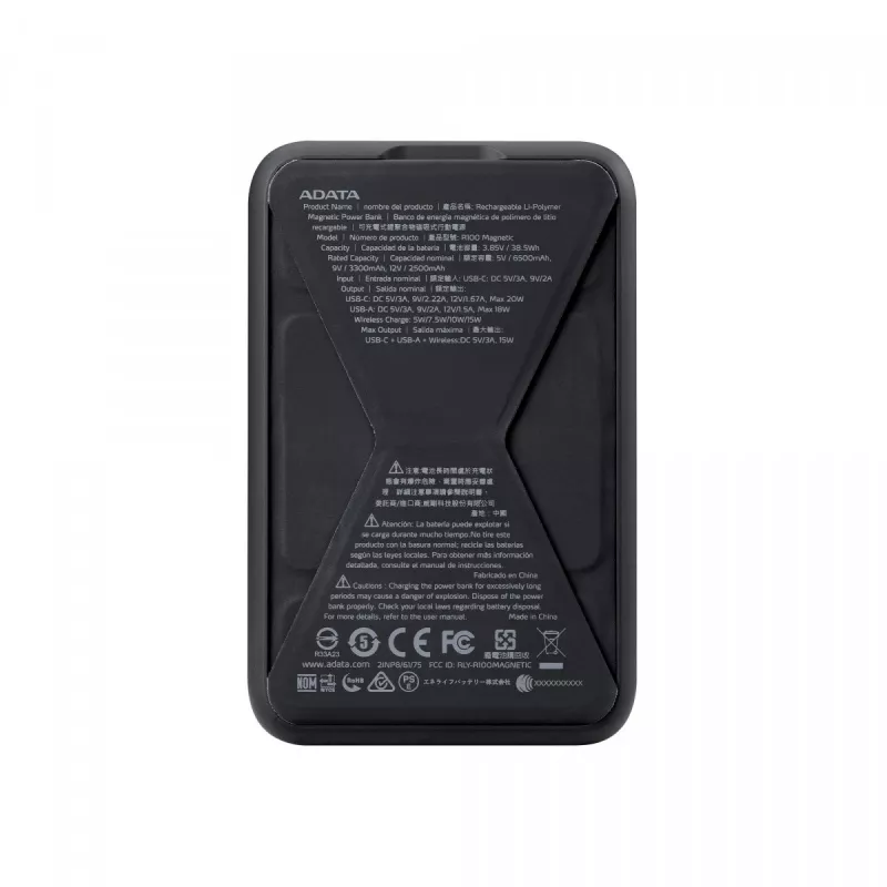 ADATA PR100-12BK varavirtalähde litiumpolymeeri (LiPo) 10000 mAh langaton lataus musta