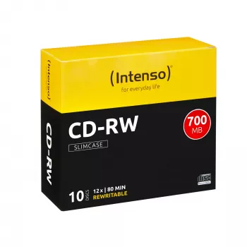 Uudelleenkirjoitettava CD-RW INTENSO 700 MB / 80 min, 12x, 10 kpl:n pakkaus, 120 mm (Slimcase)