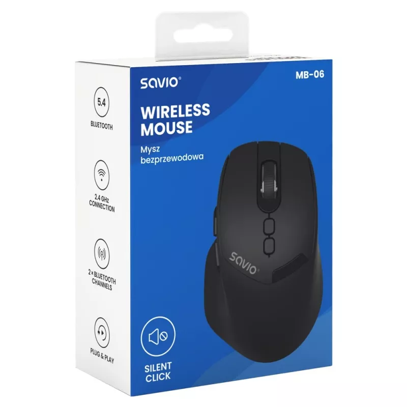 Savio MB-06 hiiri yleiskäyttöön molempikätinen Bluetooth 3800 DPI