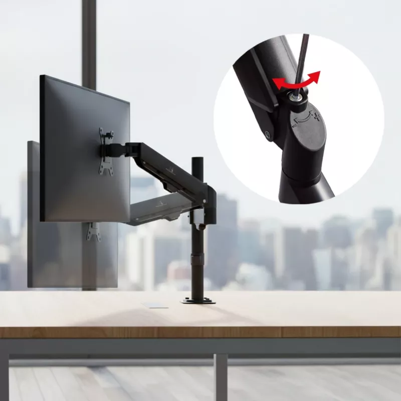 Näyttöteline MACLEAN MC-135 kaasujousi 17–32 tuuman näytöille, kuormitus 2–10 kg, musta