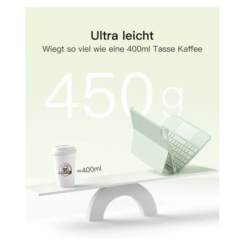 Inateck KB04122 Keyboard Folio iPad 11 -tabletille, QWERTZ, vihreä