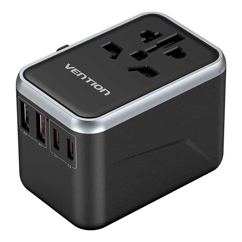 Vention 65 W GaN -matkasovitin ja laturi, 2x USB-A 2x USB-C, musta
