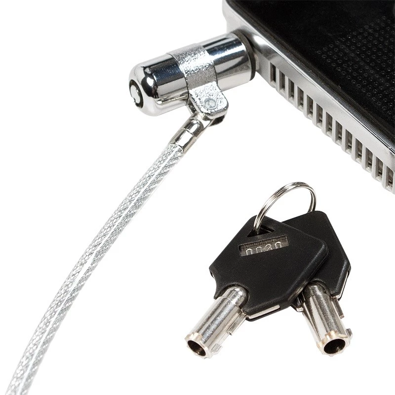 LogiLink NBS009 kannettavan turvakaapeli avainlukolla, 1,8 m, T-tanko, 1,5 cm, 2 avainta, ohut, hopea