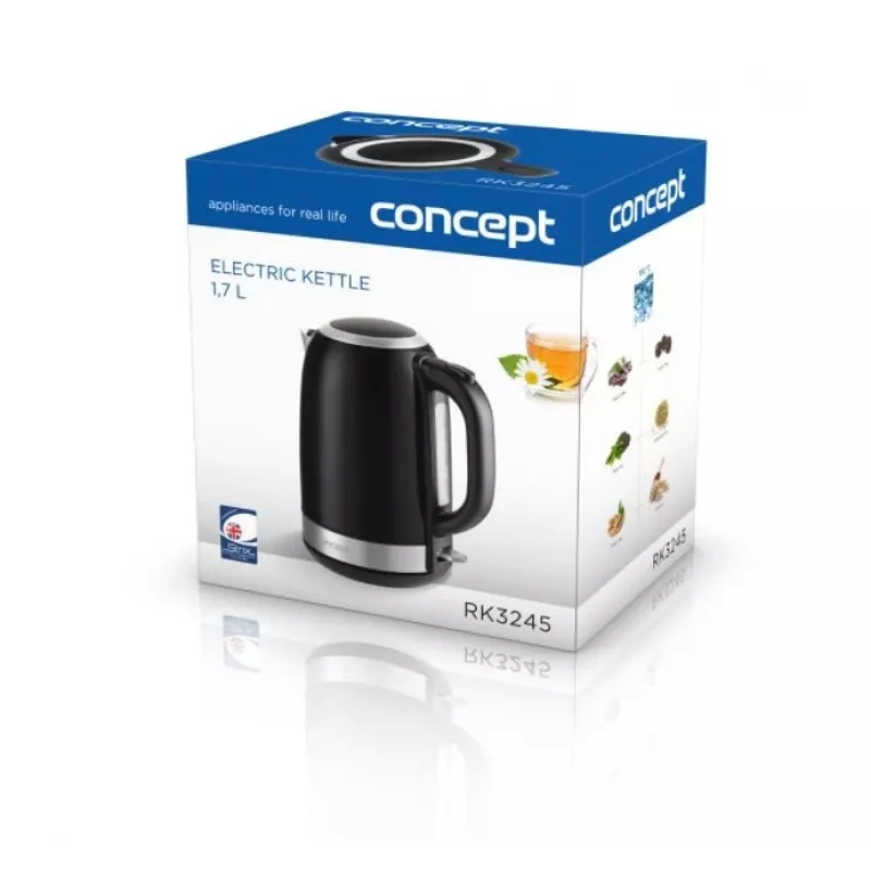Vedenkeitin Concept Solution RK3245 — 1,7 l, 2200 W, ruostumaton teräs, musta