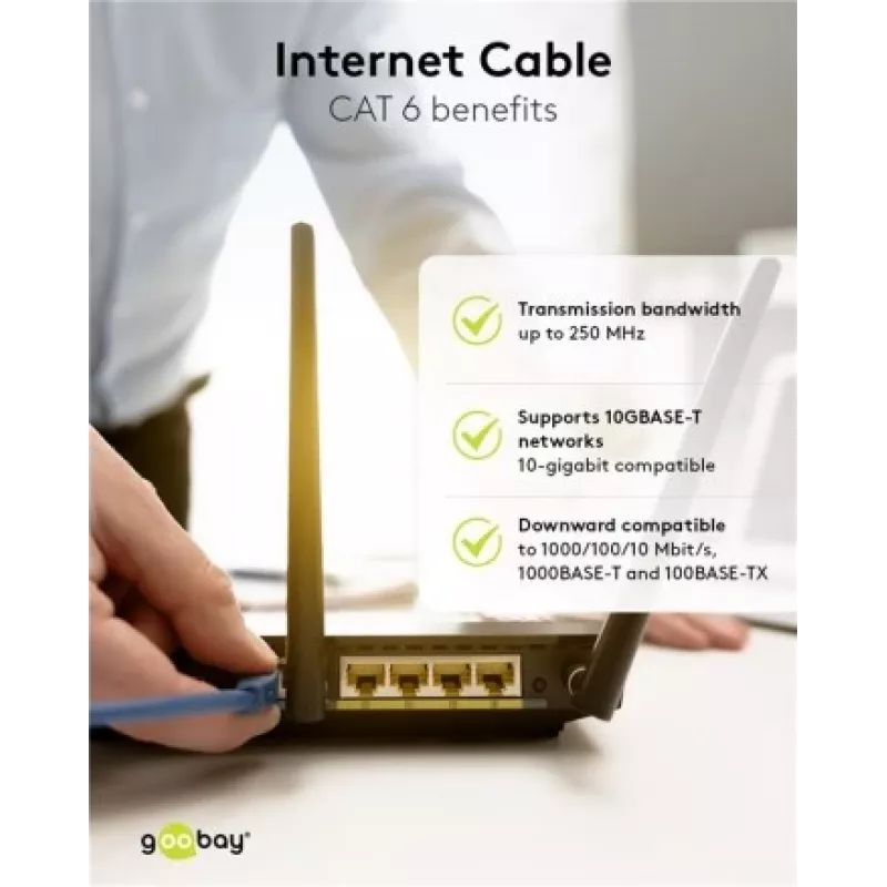 Verkkokaapeli Goobay CAT 6 patch-kaapeli S/FTP RJ-45 Cat6 1 m valkoinen