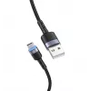 Datakaapeli Tellur USB-Type-C LED nailonpunos 1,2 m musta
