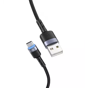 Datakaapeli Tellur USB-Type-C LED nailonpunos 1,2 m musta