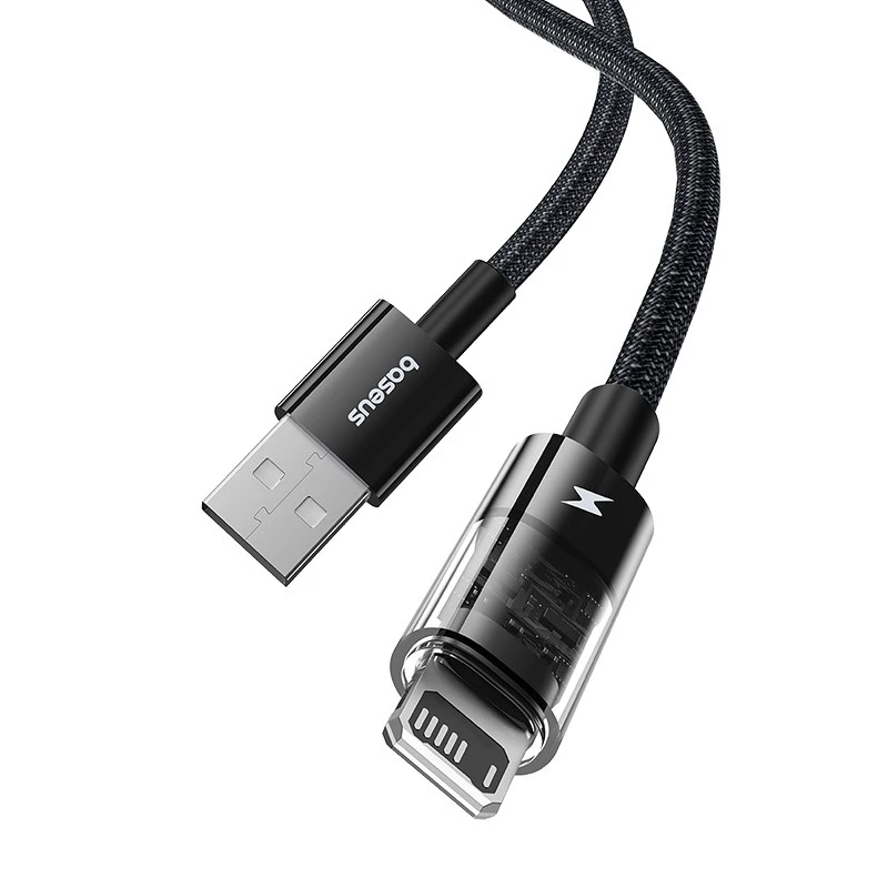 Baseus Gem USB-IP 2,4A pikalatauskaapeli 2 m musta