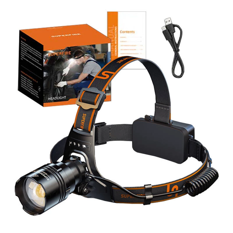 Ladattava Superfire HL31 Type-C LED-otsalamppu 3000 lumenia