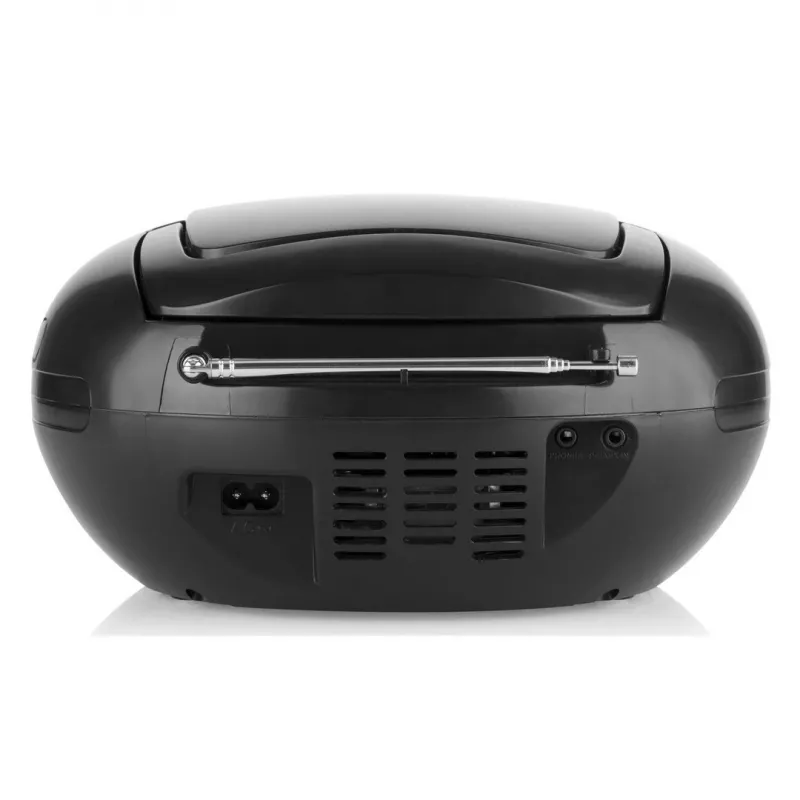 Kannettava CD-soitin JVC RD‑E221B — musta, CD/MP3, kasettidekki, USB-toisto, UKW-radio, AUX, paristo-/verkkovirta