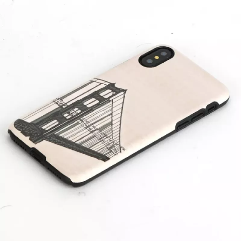 Puhelinkotelo man and wood iPhone X/XS, Handbrücken-design, musta