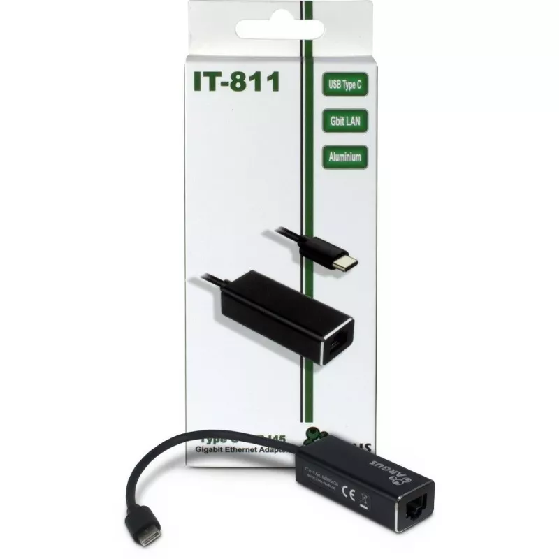 Inter-Tech Argus IT-811 - verkkosovitin - USB-C - Gigabit Ethernet - musta (88885438)