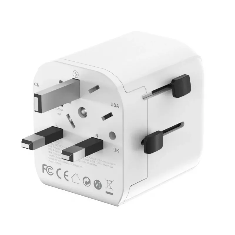Matkavirtalähde GEMBIRD TPA-EU1A1C20-01-W 20W, USB-A 18W + USB-C 20W, Schuko-pistorasia, tulo 100–250 V