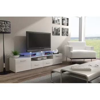 Cama TV-taso EVORA 200 valkoinen/valkoinen kiiltävä