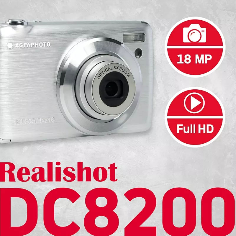 Agfa Photo DC8200 hopea + laukku + SD-kortti 16 GB