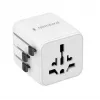 Yleismatkasovitin GEMBIRD TPA-INT-01-W — tulo 100–250 V, Type-G-pistoke, kompaktit mitat 84×56×85 mm