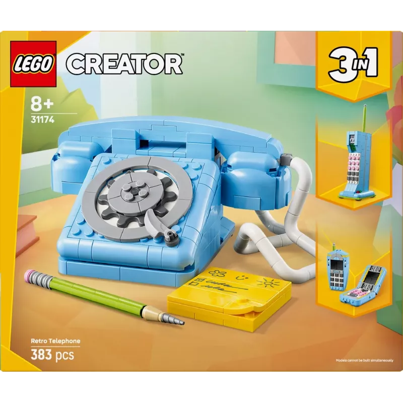 Rakennuslelu LEGO Creator 3-in-1 31174 retropuhelinsarja, 383 osaa, 8+ vuotta, 70×110×150 mm