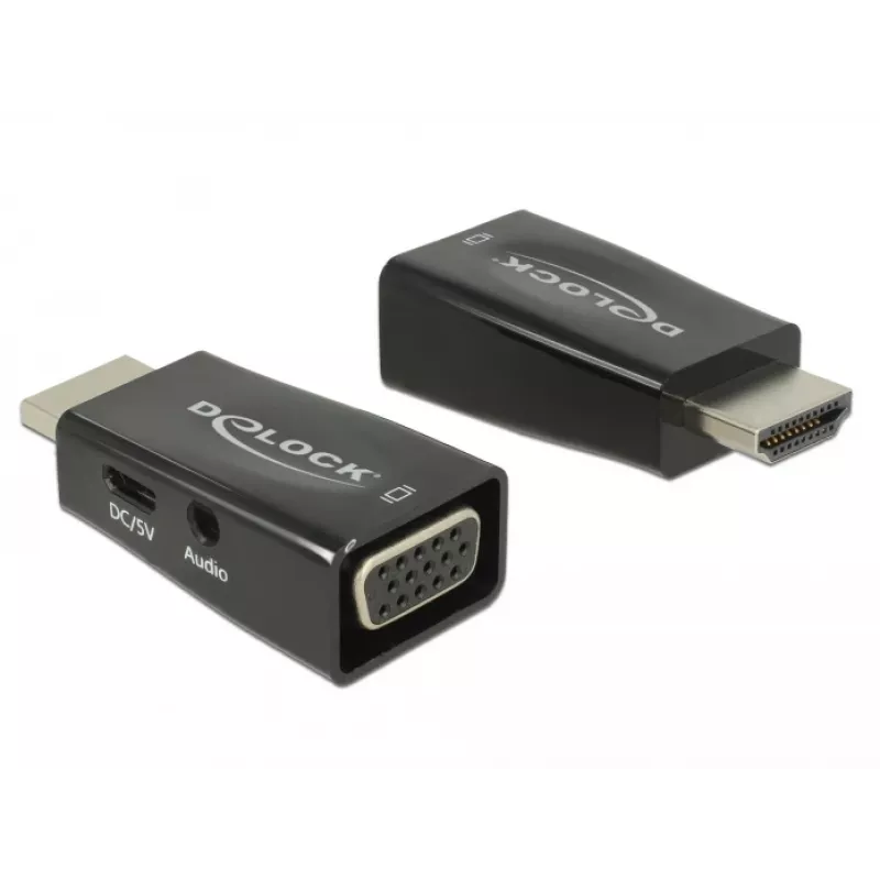 Sovitin DeLOCK 65901 HDMI A - VGA & 3,5 mm ääni musta
