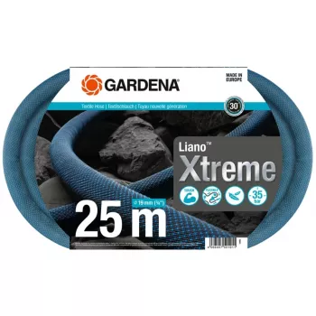 Pyöreä letku kasteluletku Gardena Liano Xtreme 25 m sininen harmaa oranssi