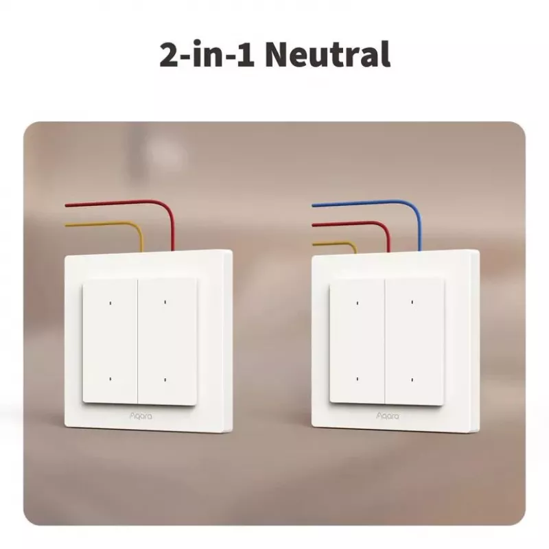 AQARA valokatkaisin H2 EU (4 painiketta, 2 kanavaa) (WS-K08D) – Zigbee- ja Thread-seinäkatkaisin 2 releellä