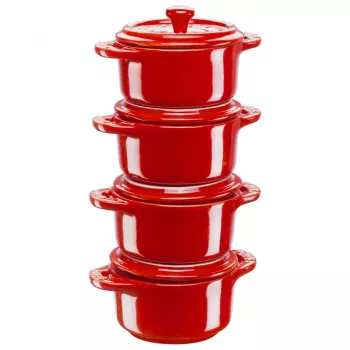Staub Mini Cocotte pyöreä, 4 kpl - 200 ml, punainen