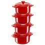 Staub Mini Cocotte pyöreä, 4 kpl - 200 ml, punainen
