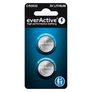 Litium-nappiparisto everActive CR2032 — 3V, 20 mm, 2 kpl blisteripakkaus