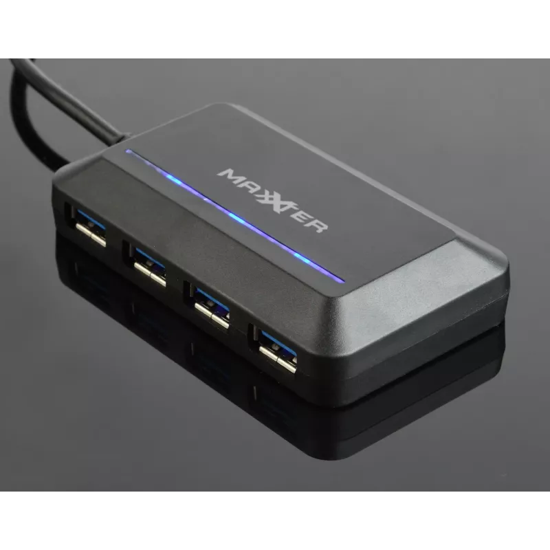 USB-keskitin GEMBIRD ACT-HUB3C-4P — USB 3.2 Gen 1 Type-A isäntä 4 × USB 3.2 Gen 1 Type-C, 5000 Mbit/s, musta