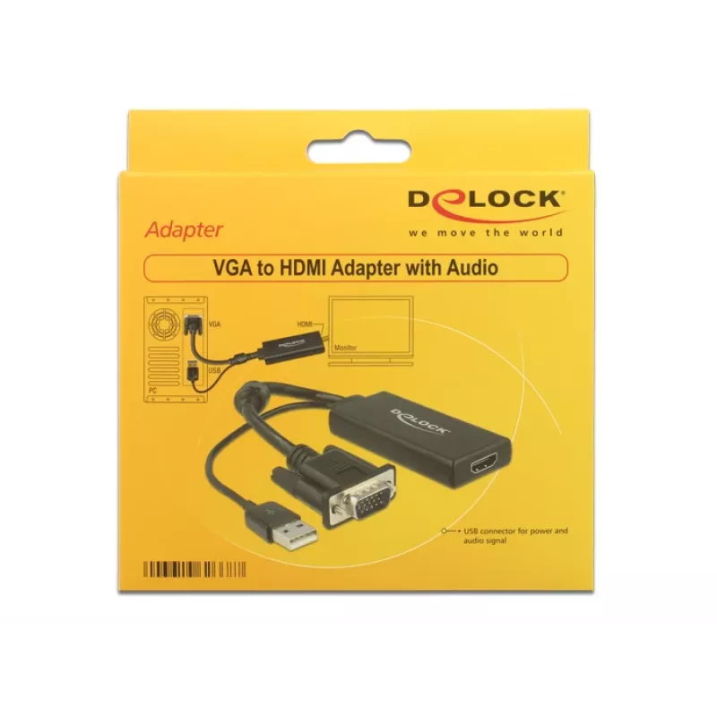 Kaapeli DeLOCK 0,25 m VGA+USB2.0-A/HDMI
