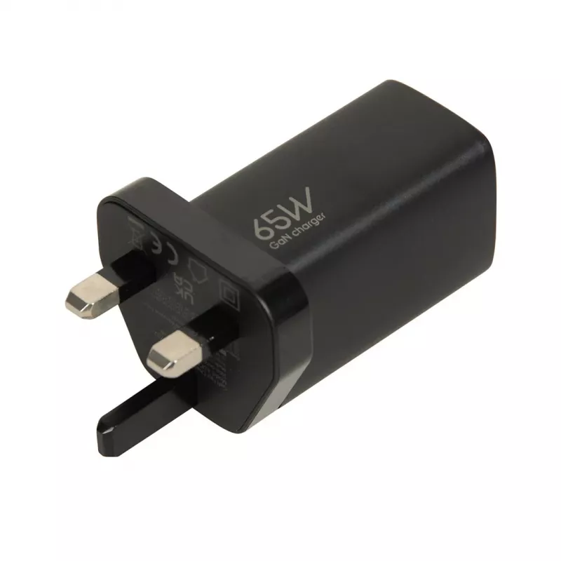 iBOX C-65 musta, yleislaturi GaN 65 W UK-pistokkeella