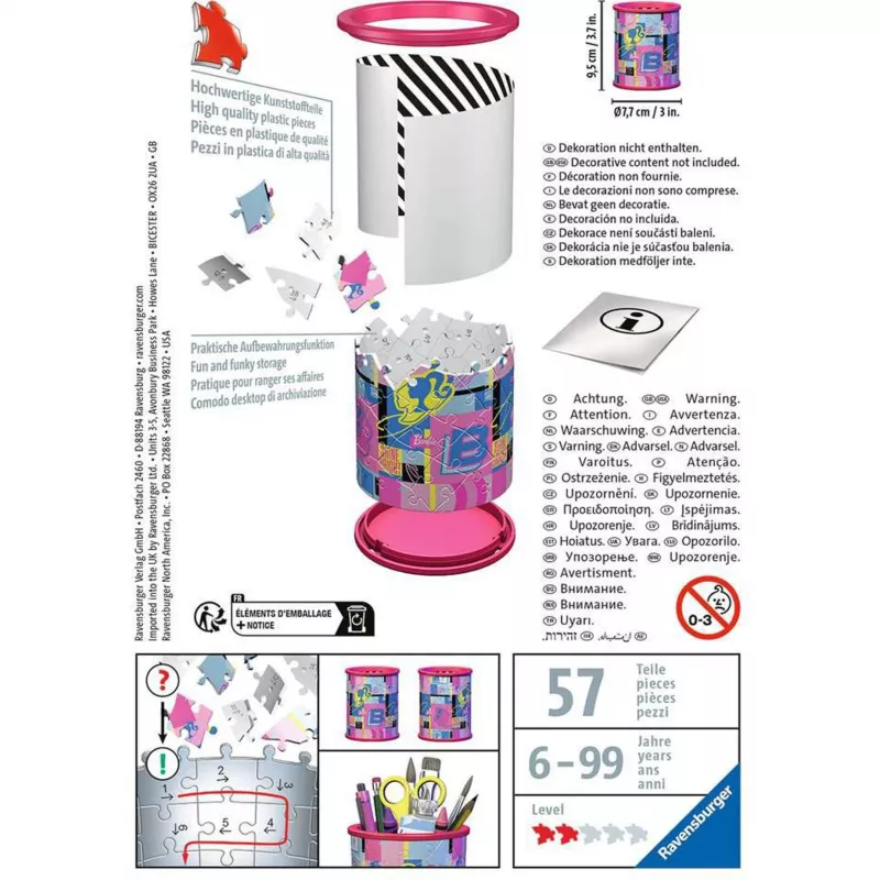 3D-palapeli järjestäjä Ravensburger Utensilo Barbie — malli 11585, temaattinen 3D-koriste säilytys