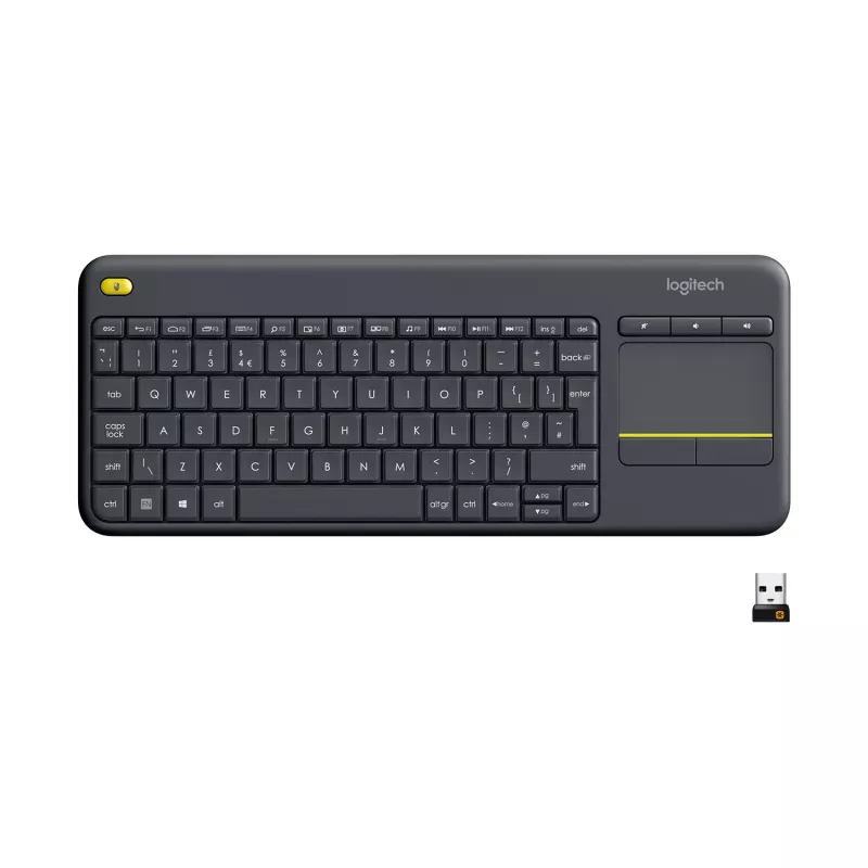 Logitech Wireless Touch Keyboard K400 Plus - näppäimistö - langaton - 2,4 GHz - sveitsiläinen - musta