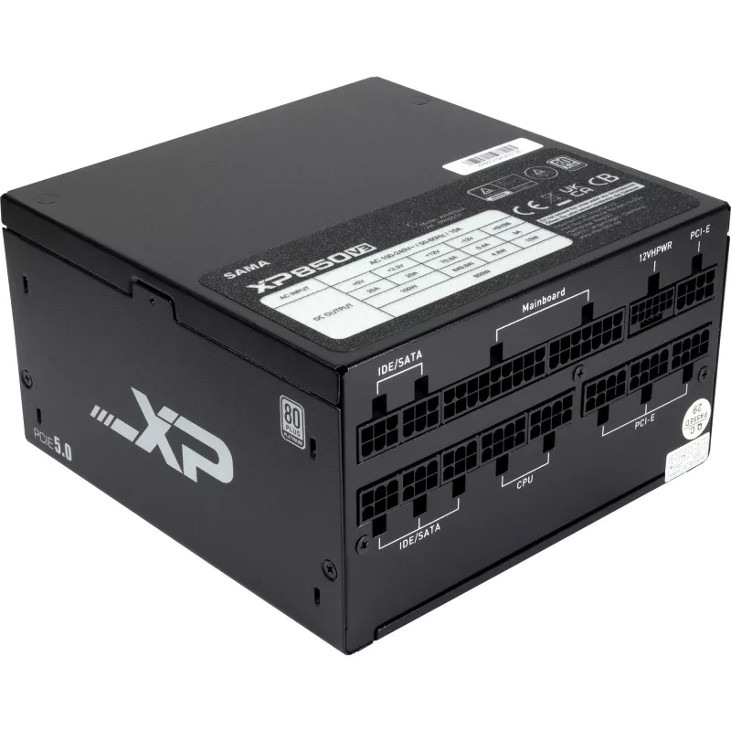 SAMA XPH-850A, PC-virtalähde 1x 12-pin High Power GPU, 3x PCIe, kaapelinhallinta, 850 wattia