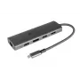 Alcasa HUB-C001A USB-keskitin USB Type-C 5000 Mbit/s antrasiitti