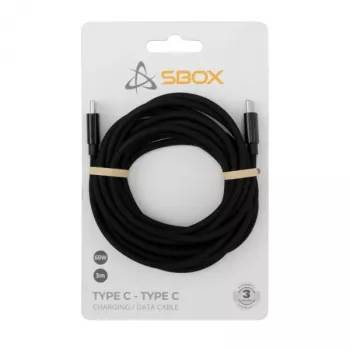 USB-Type-C-kaapeli SBOX 3 m, Type-C–Type-C, musta