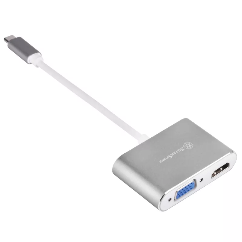 Ulkoinen videosovitin SILVERSTONE EP16 USB-C 3.1 HDMI- ja VGA-lähdöillä