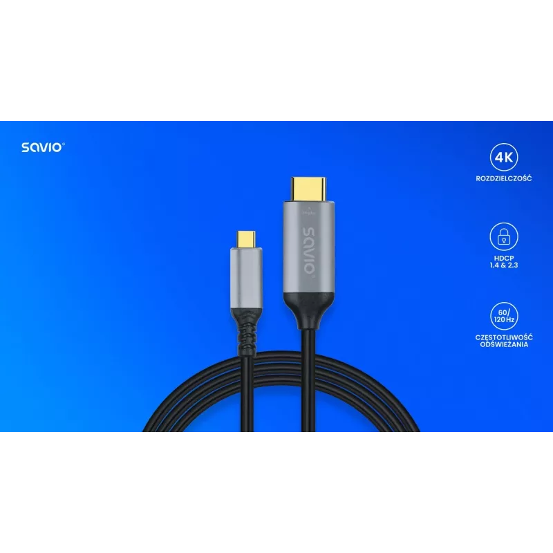 Kaapeli USB-C - HDMI v2.0b, 3m, kupari CL-184