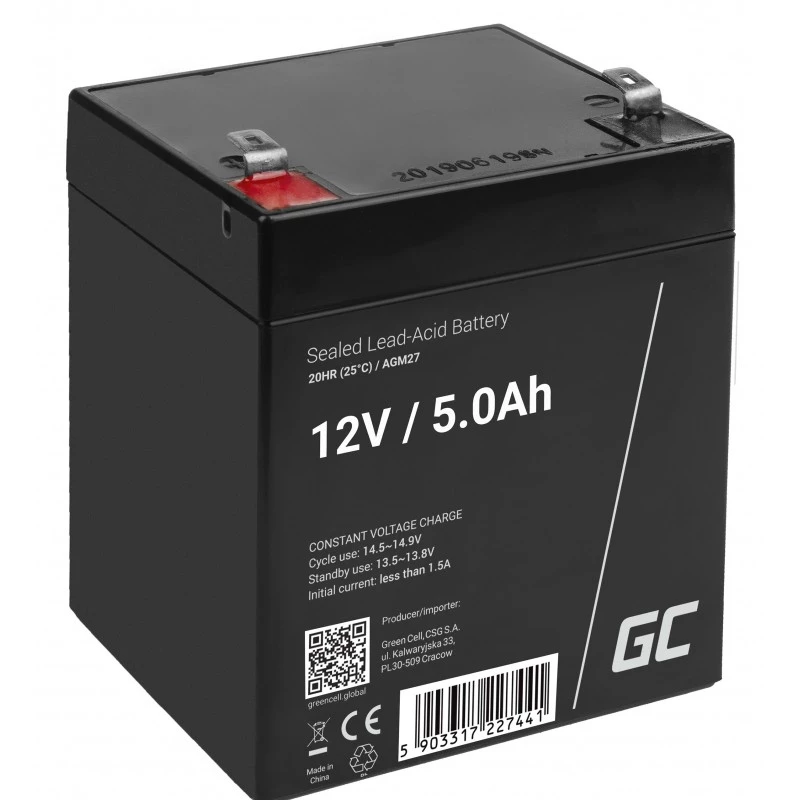 Green Cell AGM27 UPS-akku lyijyhappo (VRLA) 12 V 5 Ah