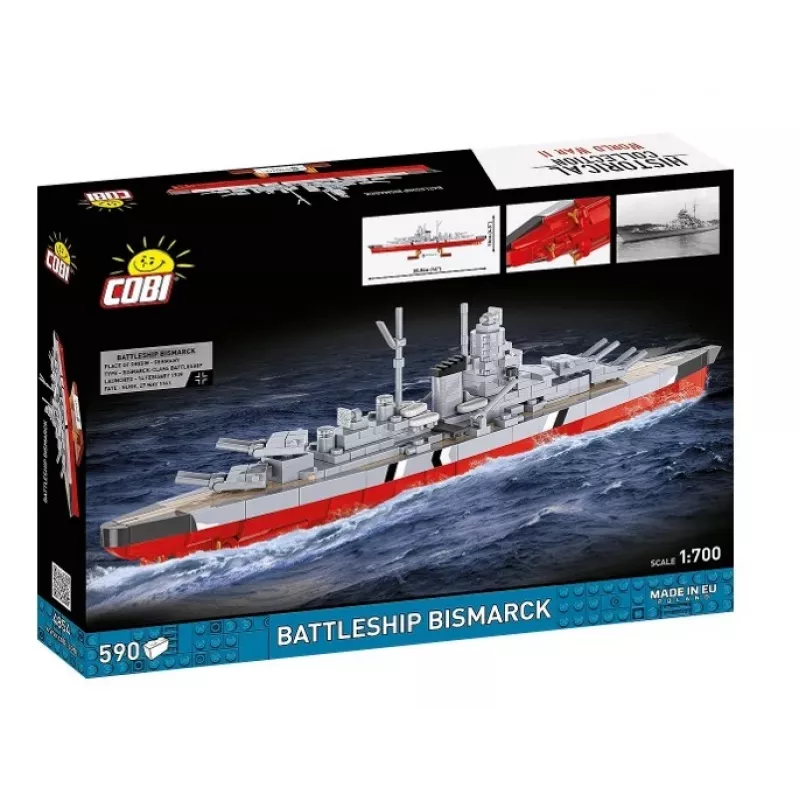 Rakennussarja Cobi taistelulaiva Bismarck malli, 590 osaa