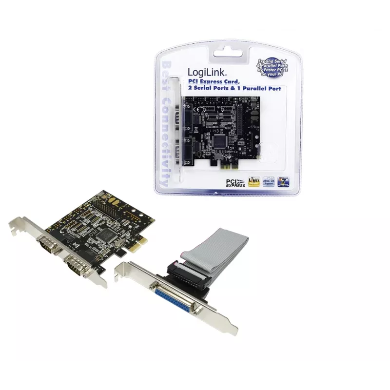 Sisäinen PCIe-liitäntäkortti LOGILINK PC0033 sarja- ja rinnakkaisliitännöillä, NetMOS-piirisarja