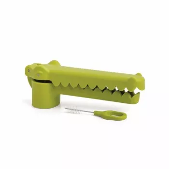 Kahvalla varustettu valkosipulipuristin Ototo Design Garligator vihreä muovi teräs