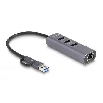 DeLOCK 64282 kannettavan telakointiasema ja porttitoistin johdollinen USB 3.2 Gen 1 (3.1 Gen 1) Type-C harmaa (64282)