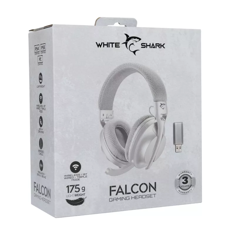 Kuulokkeet White Shark WGH-2441 Falcon valkoinen/harmaa