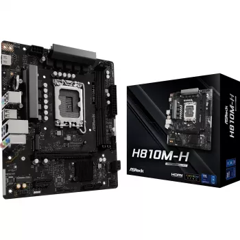 Emolevy ASROCK H810M‑X micro ATX Intel H810 LGA 1851 DDR5 2× DIMM 128GB M.2 2.5GbE HDMI DisplayPort