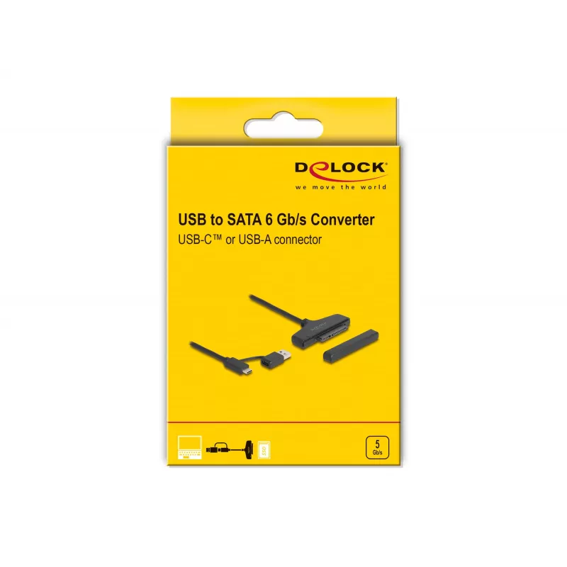 DeLOCK USB-SATA-muunnin 6 Gb/s USB Type-C Type-A 0,3 m