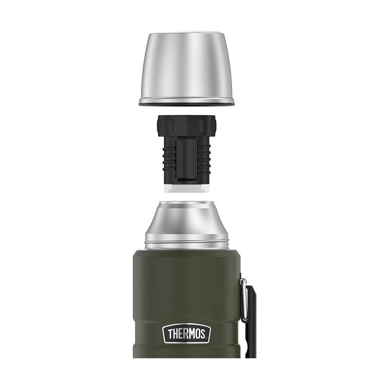 Termospullo THERMOS TH-170028 470 ml, tyhjiöeristetty ruostumaton teräs, oliivinvihreä, 24 h kuuma/kylmä