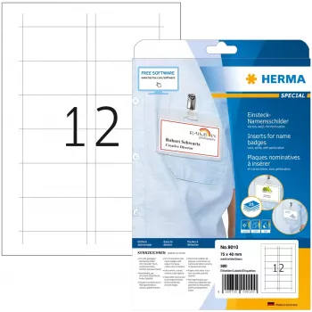 Nimikylttien liitteet HERMA A4 75x40 mm 300 kpl