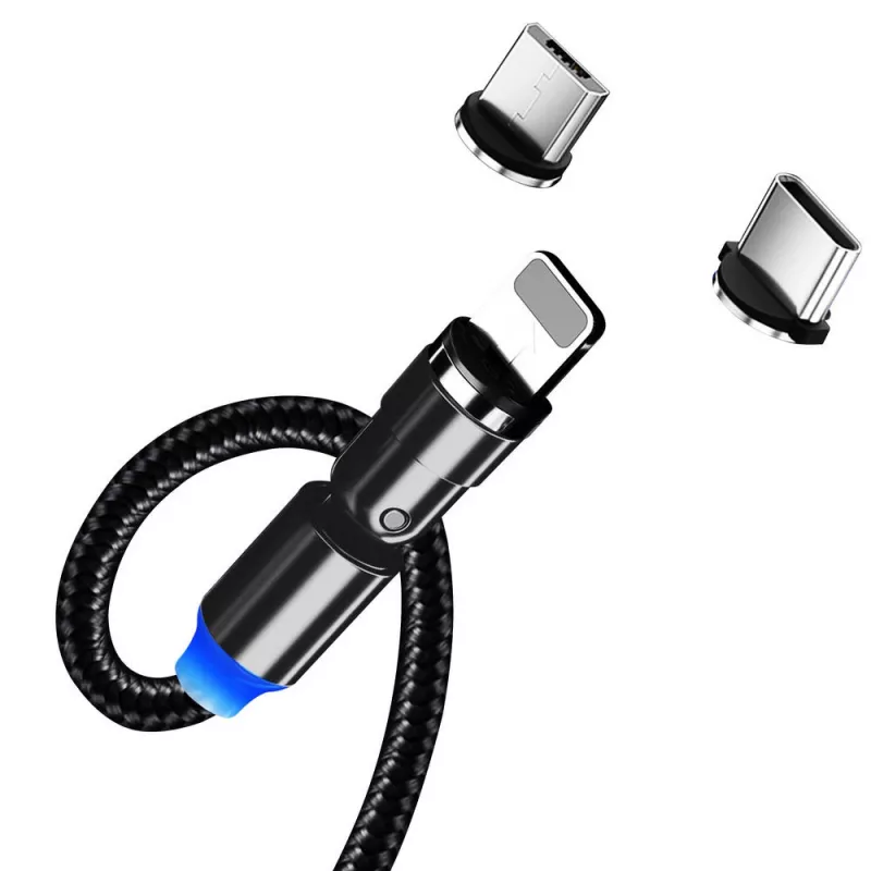 3-in-1-latauskaapeli ColorWay CW-CBUU037-BK — Lightning, Micro-USB, USB-C, 1 m, 2,4 A